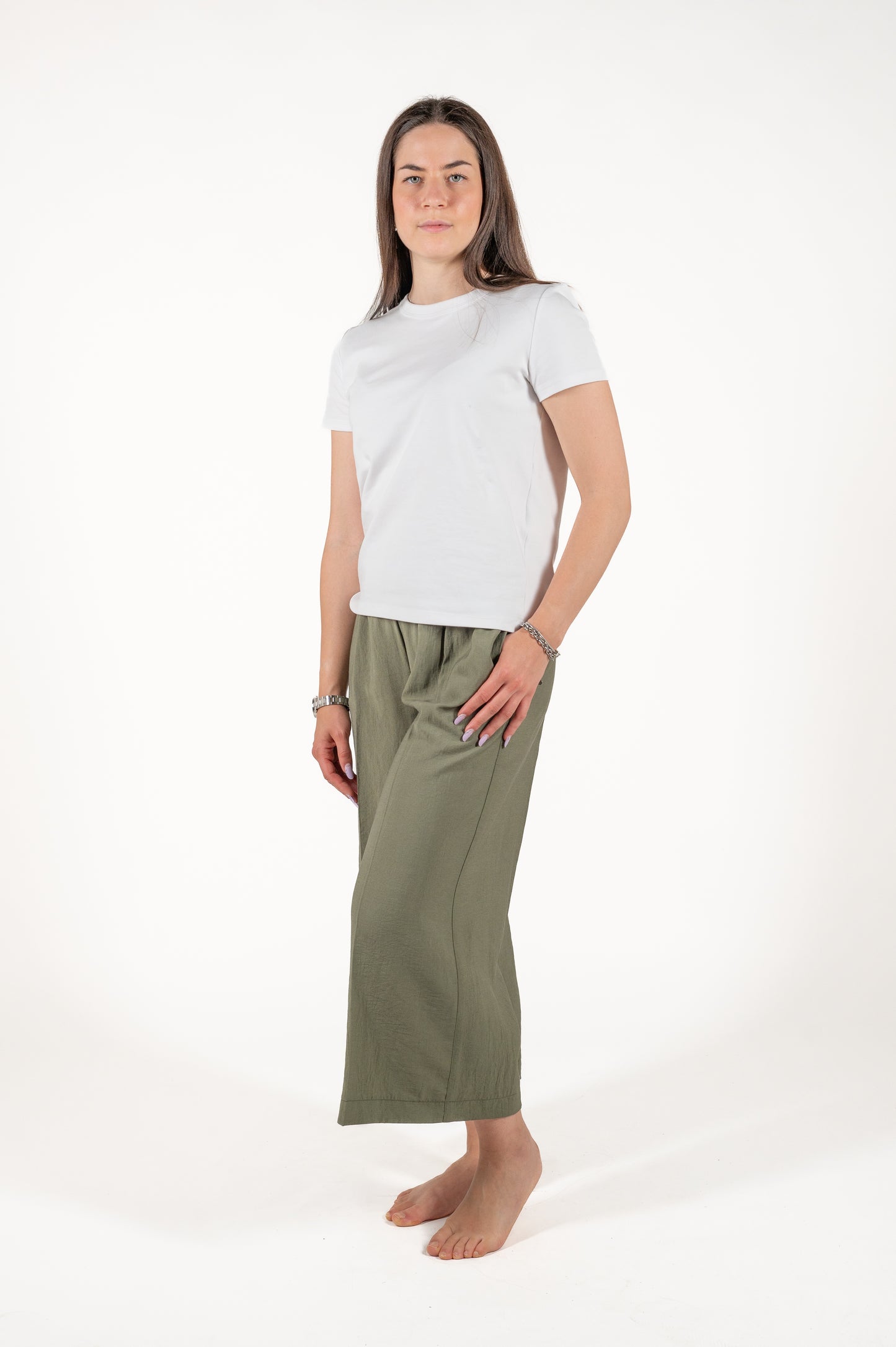 pantalone largo effetto stropicciato viscosa