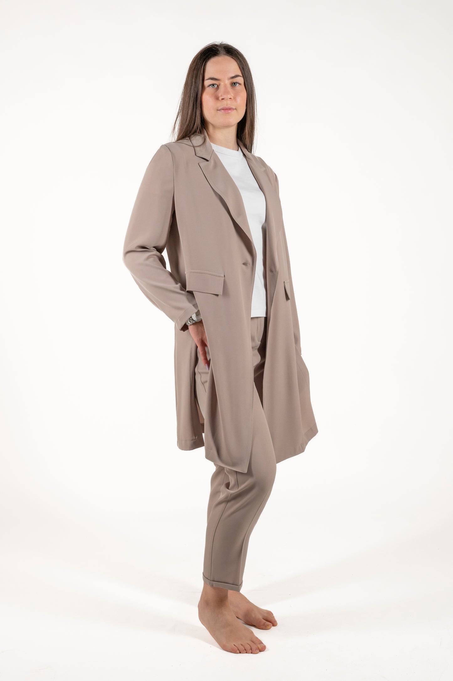 pantalone fluido con risvolto