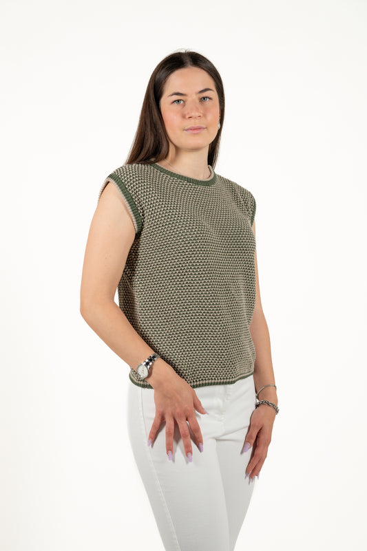 gilet cotone bicolore