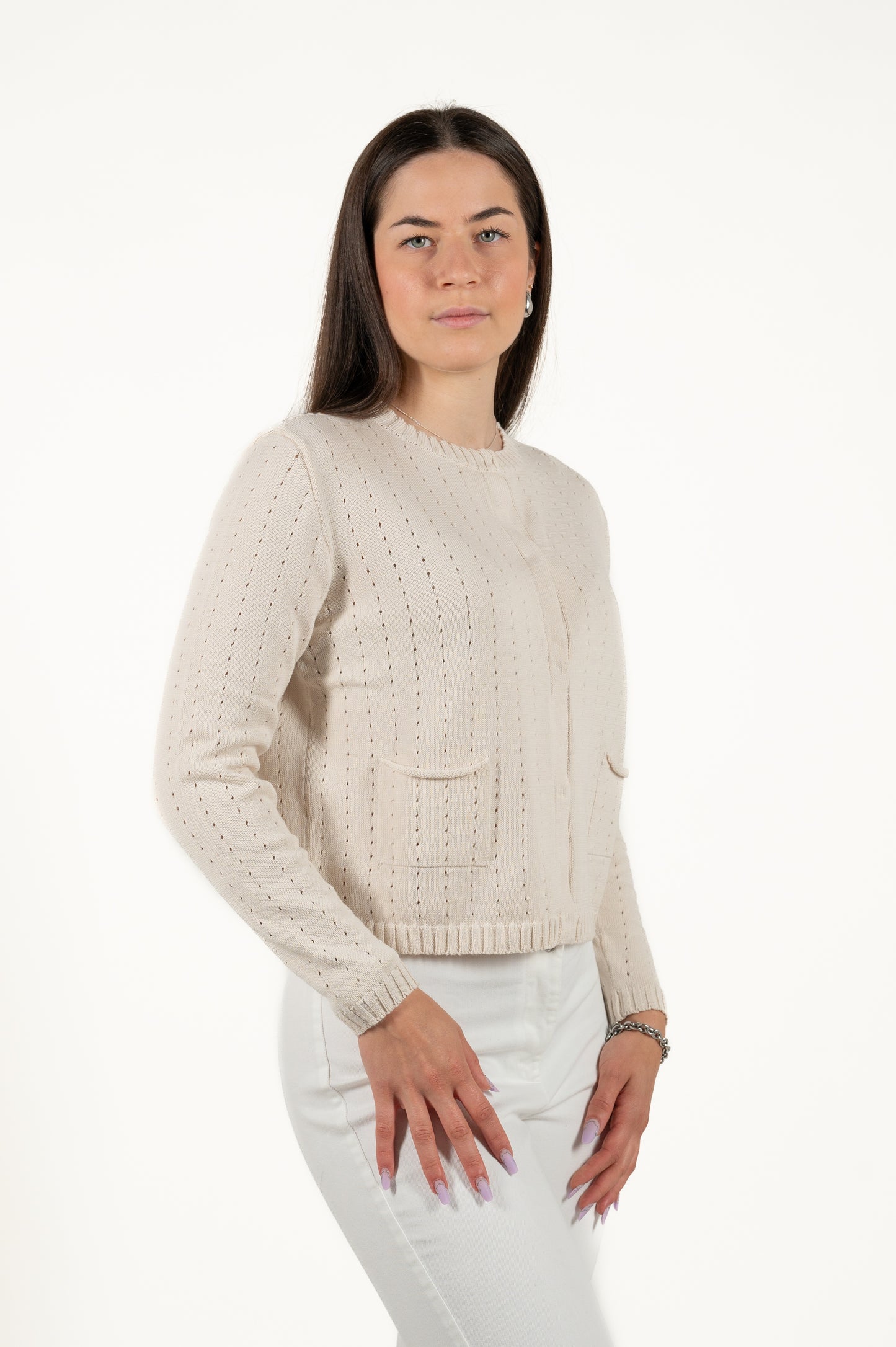cardigan traforato 100%cotone