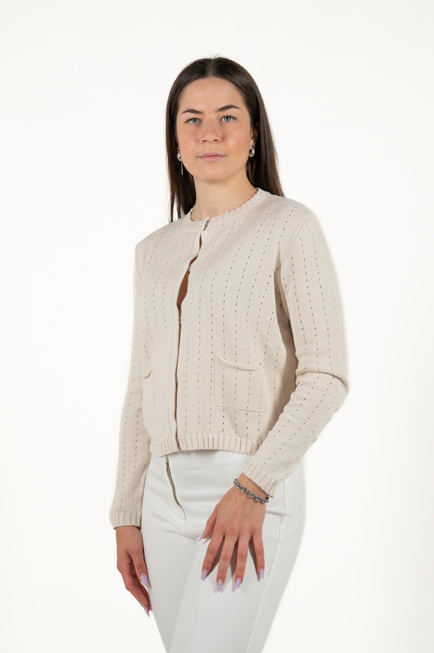 cardigan traforato 100%cotone