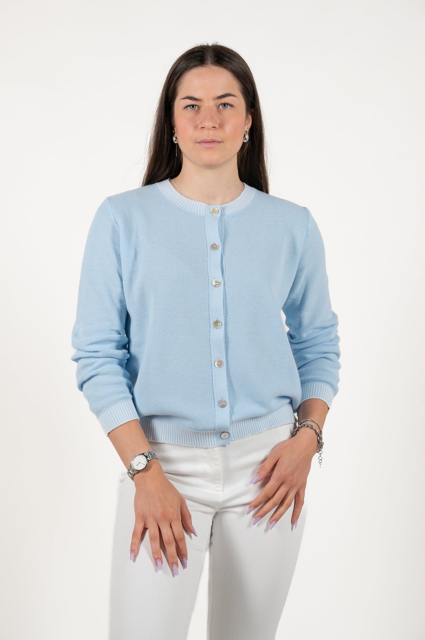 cardigan girocollo cotone