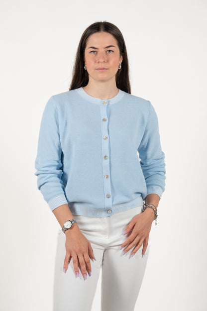 cardigan girocollo cotone