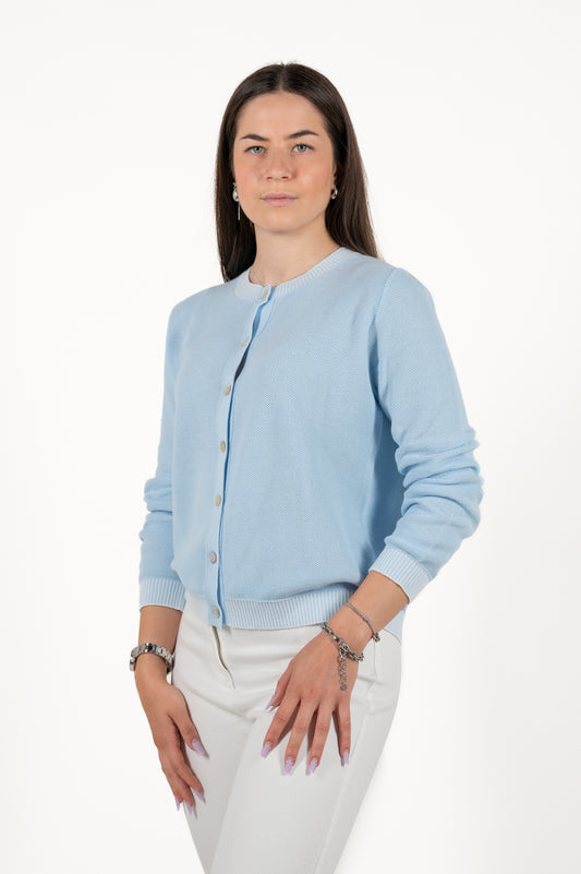 cardigan girocollo cotone