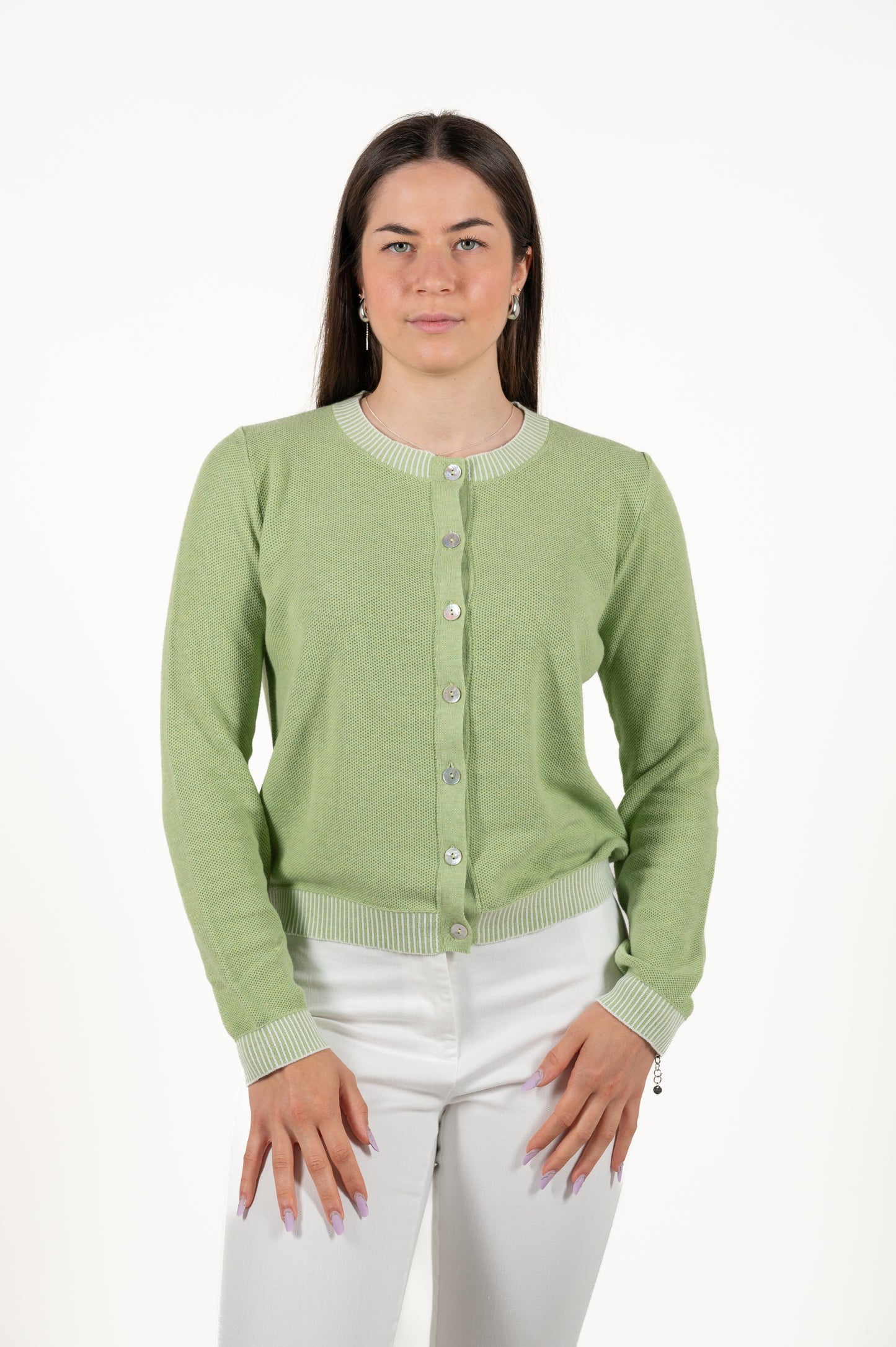 cardigan girocollo cotone