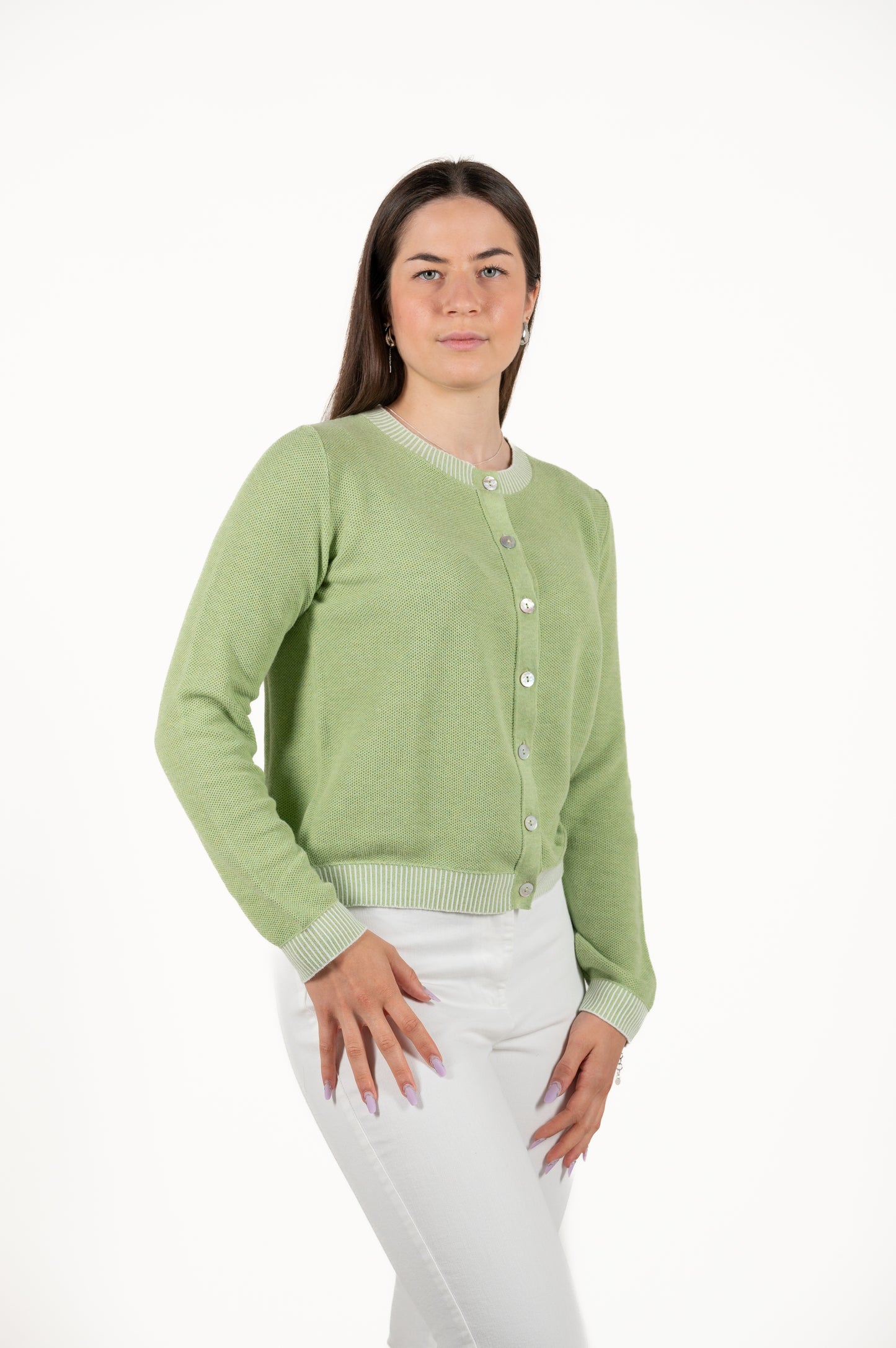 cardigan girocollo cotone