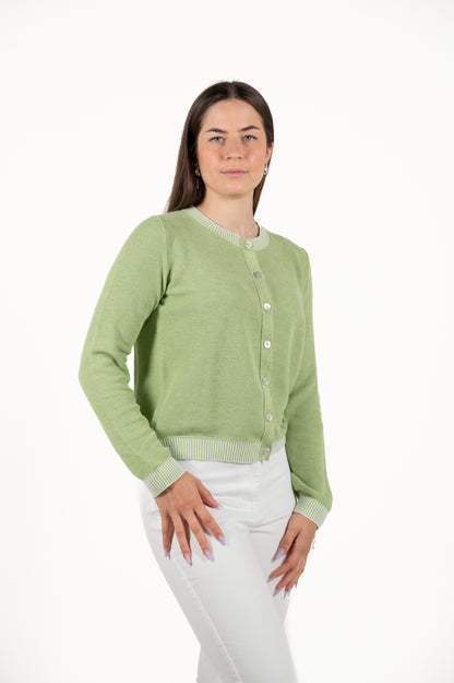 cardigan girocollo cotone