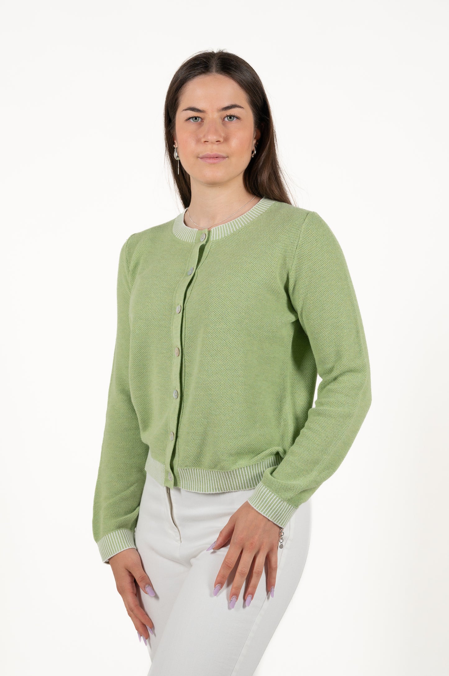 cardigan girocollo cotone