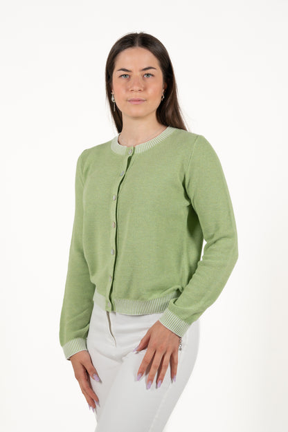 cardigan girocollo cotone
