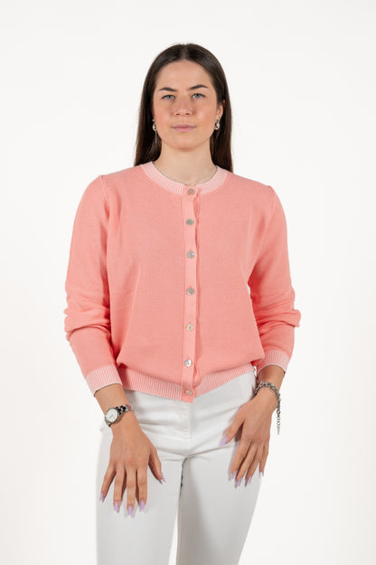 cardigan girocollo cotone