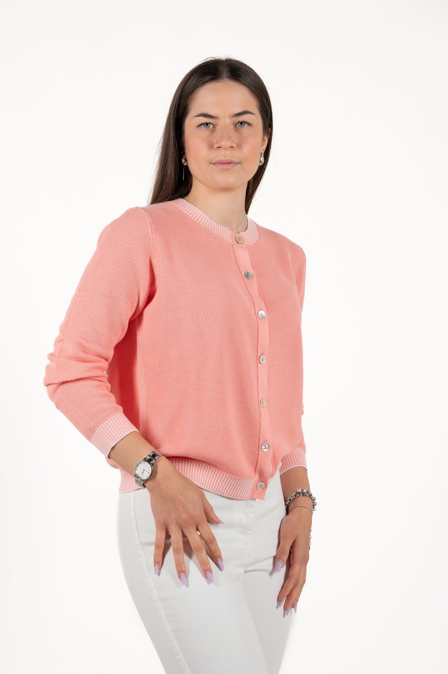cardigan girocollo cotone