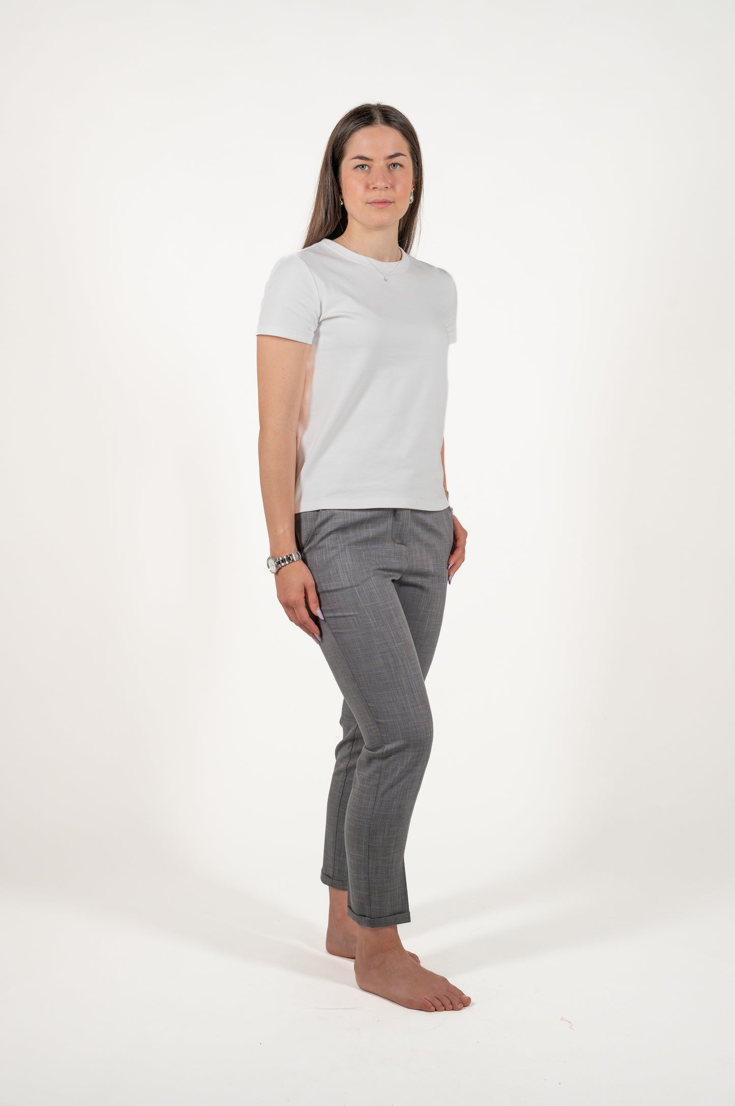 pantalone sigaretta con risvolto viscosa