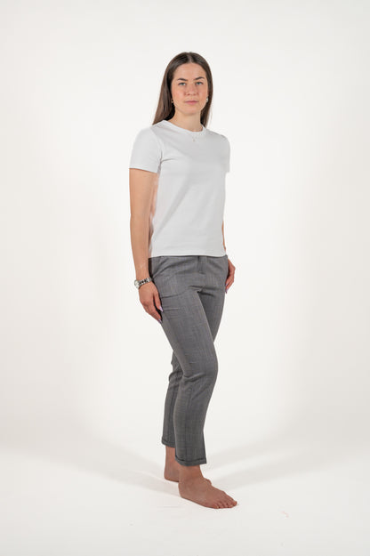 pantalone sigaretta con risvolto viscosa