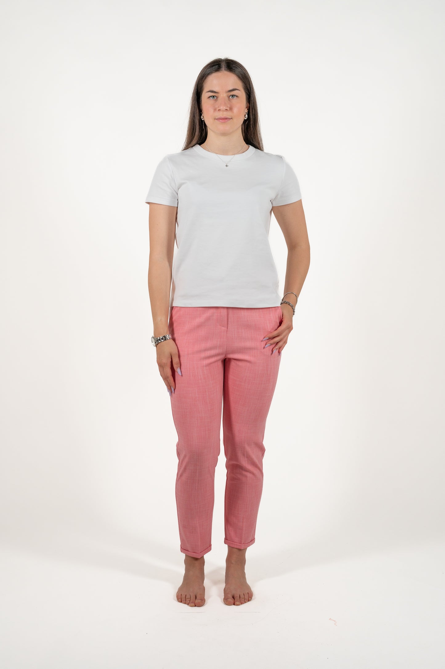 pantalone sigaretta con risvolto viscosa