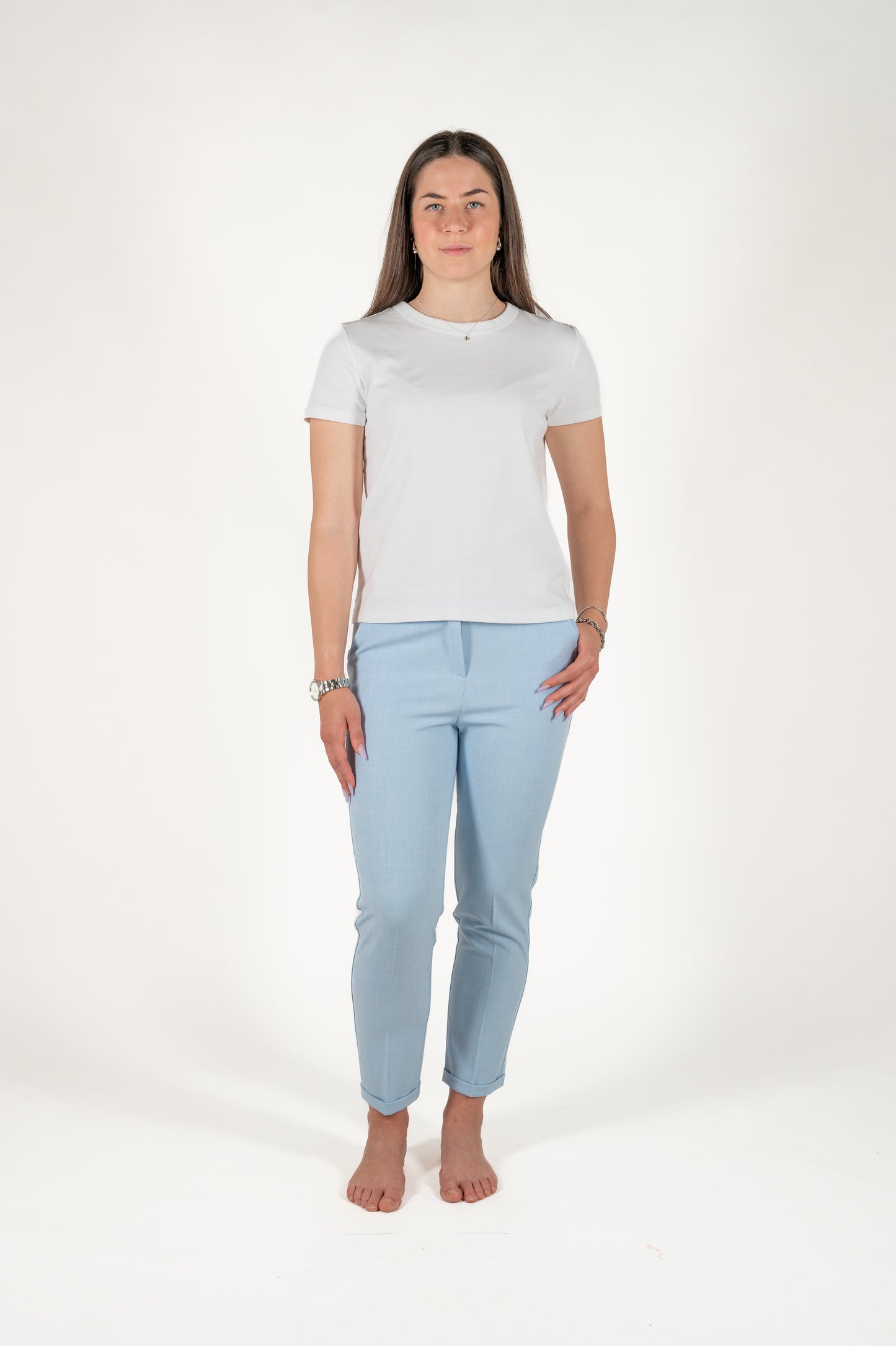 pantalone sigaretta con risvolto viscosa