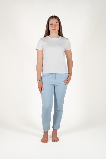 pantalone sigaretta con risvolto viscosa