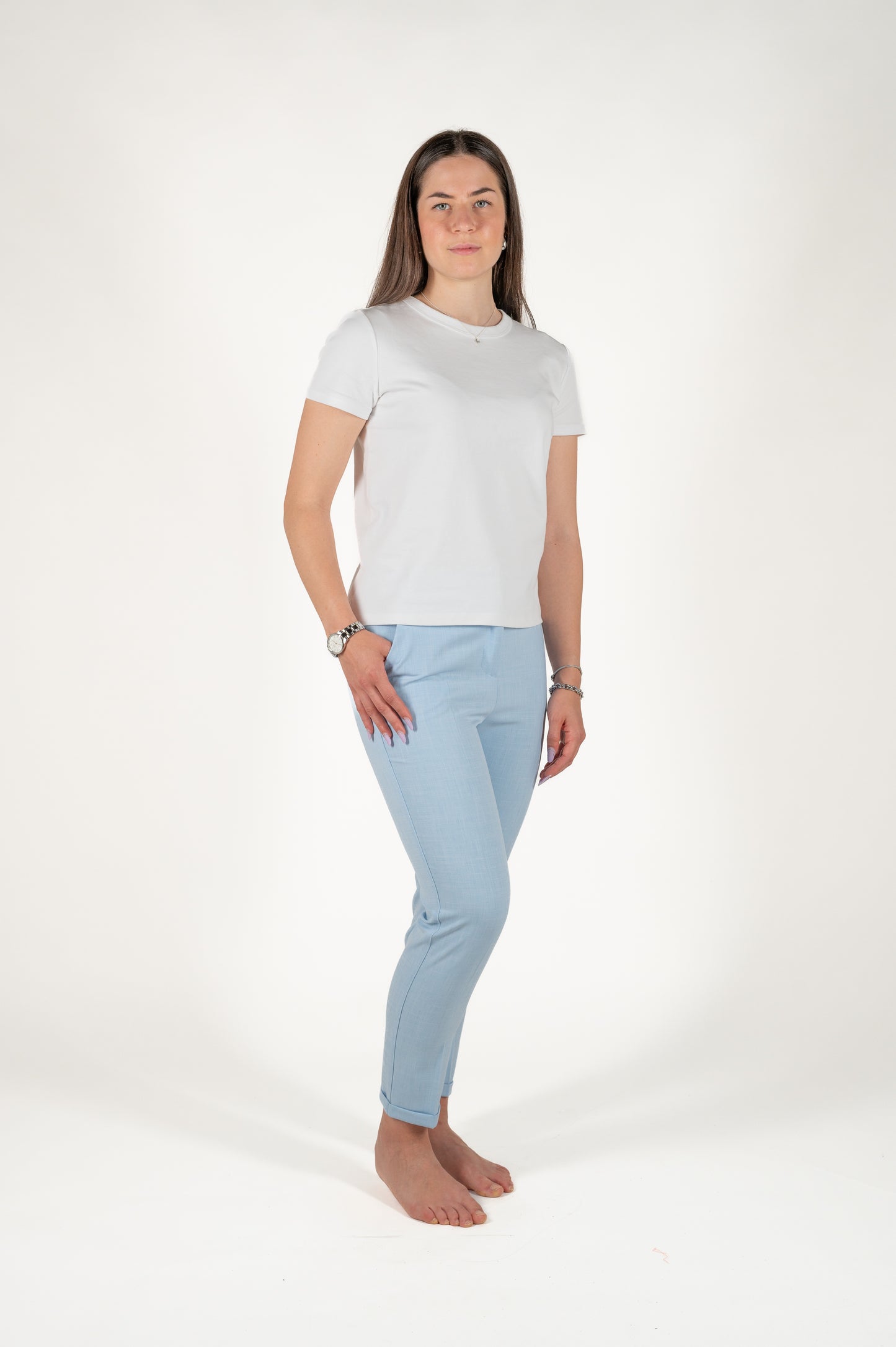 pantalone sigaretta con risvolto viscosa