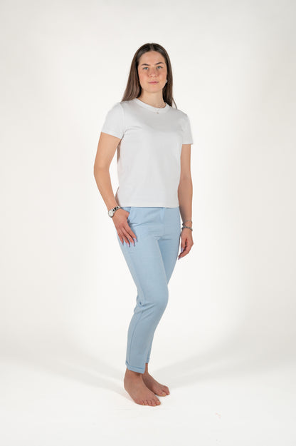 pantalone sigaretta con risvolto viscosa