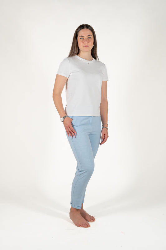 pantalone sigaretta con risvolto viscosa