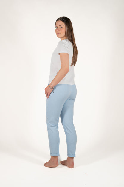 pantalone sigaretta con risvolto viscosa