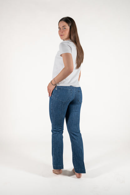 jeans a zampa 4 tasche cotone