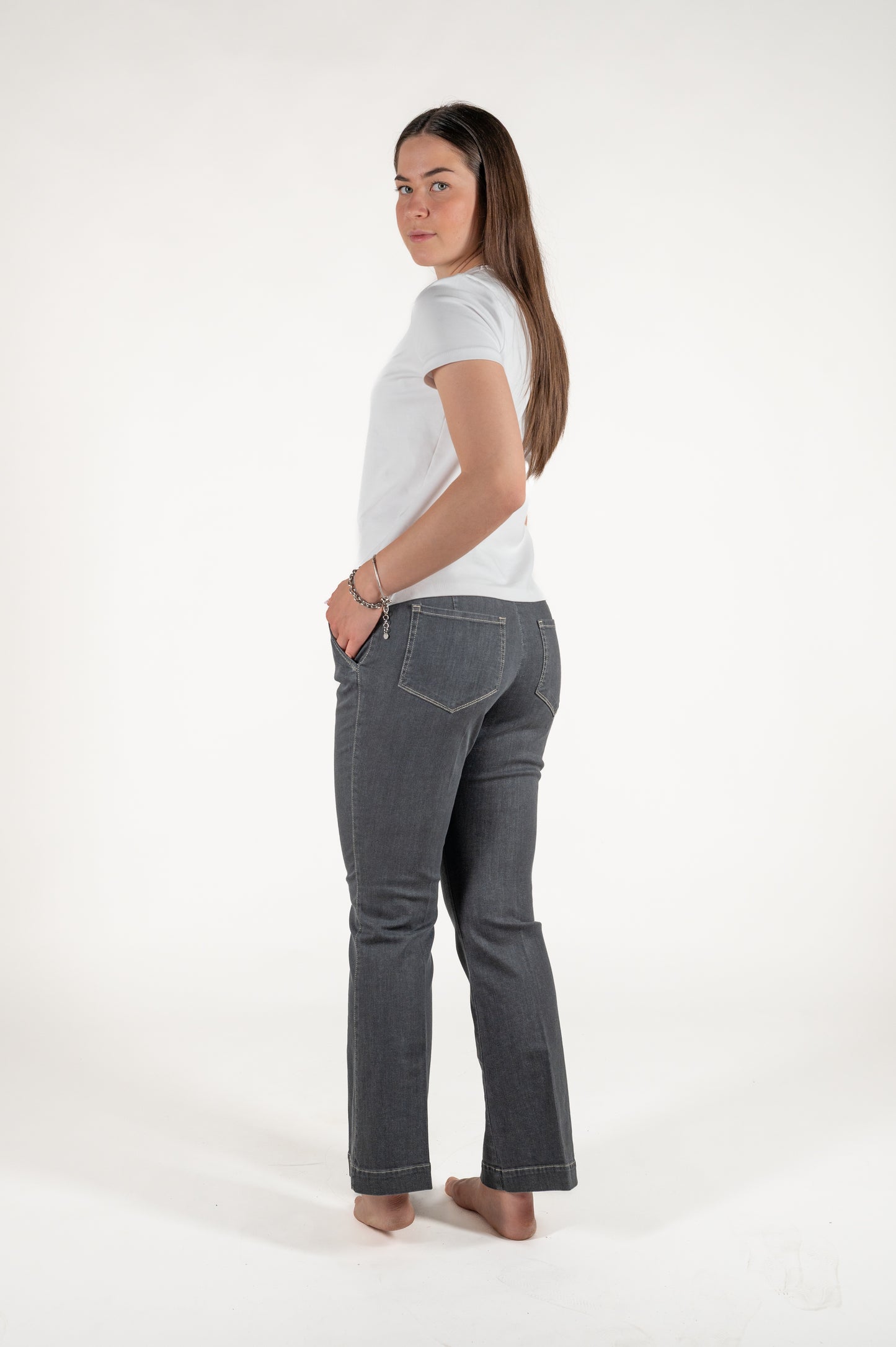 jeans a zampa 4 tasche cotone
