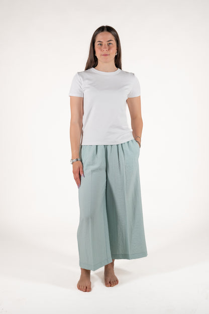 pantalone largo effetto stropicciato viscosa