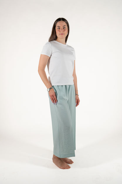 pantalone largo effetto stropicciato viscosa