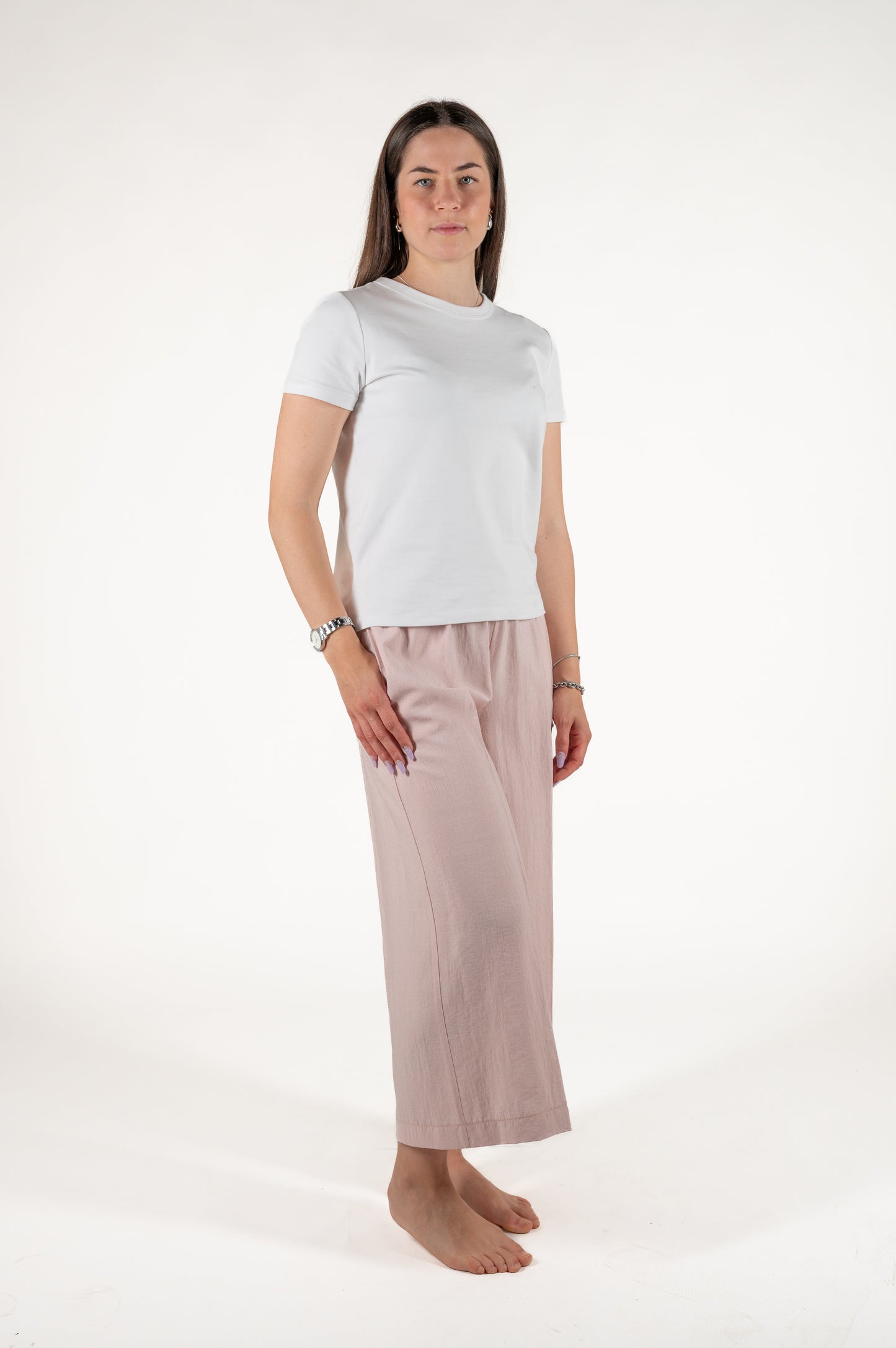 pantalone largo effetto stropicciato viscosa