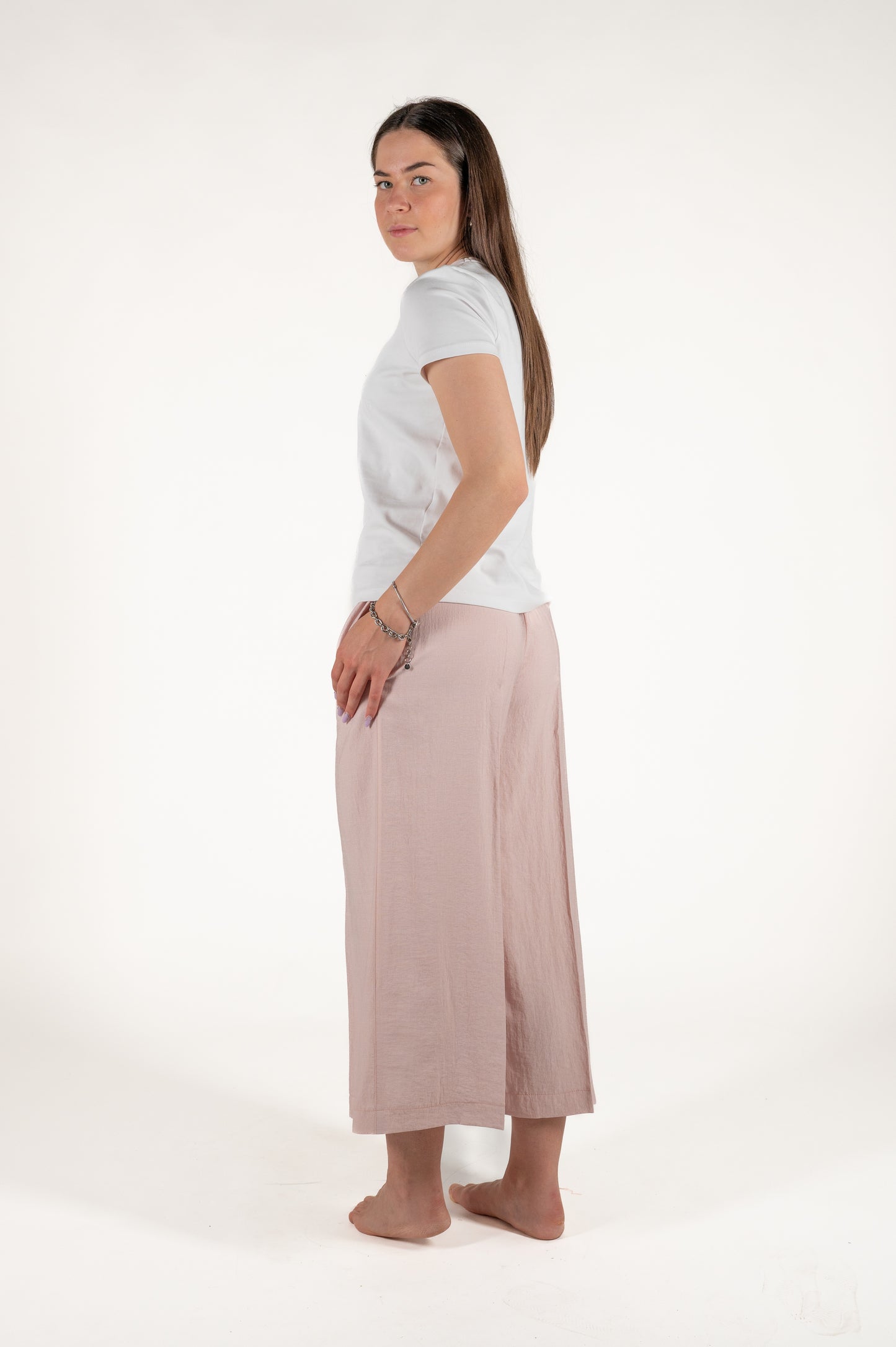 pantalone largo effetto stropicciato viscosa