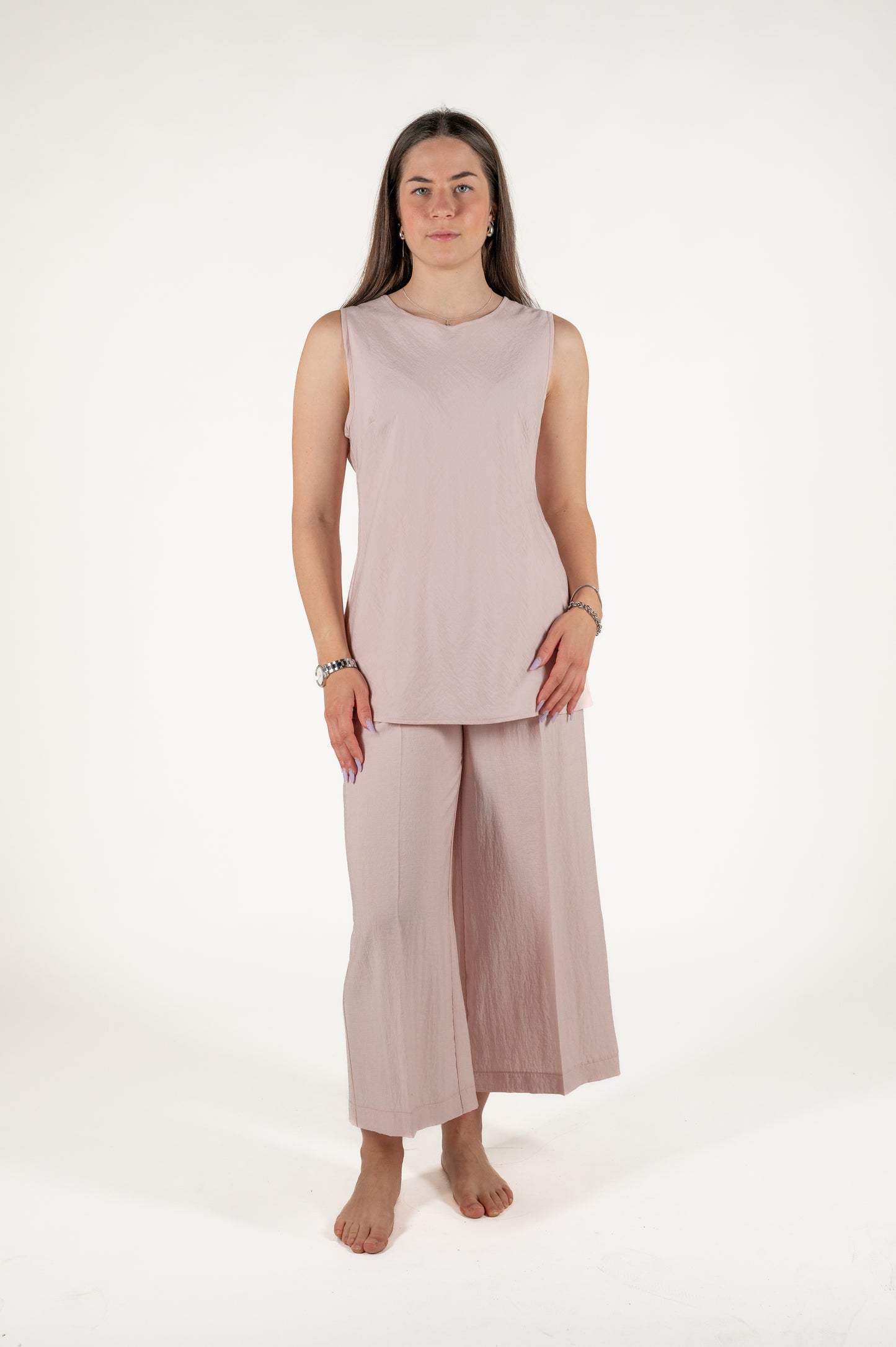 pantalone largo effetto stropicciato viscosa