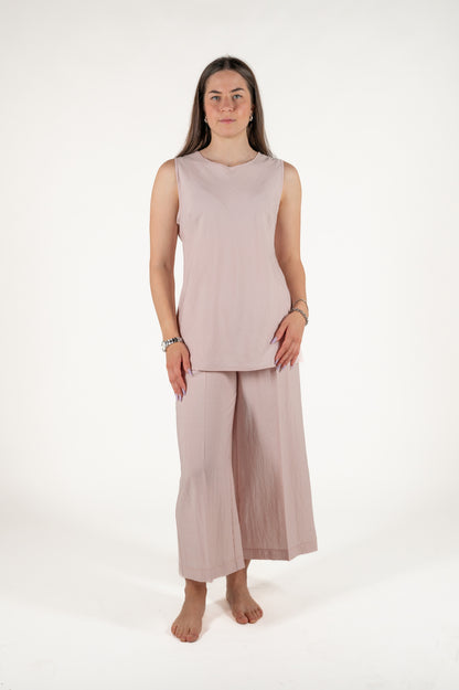 pantalone largo effetto stropicciato viscosa