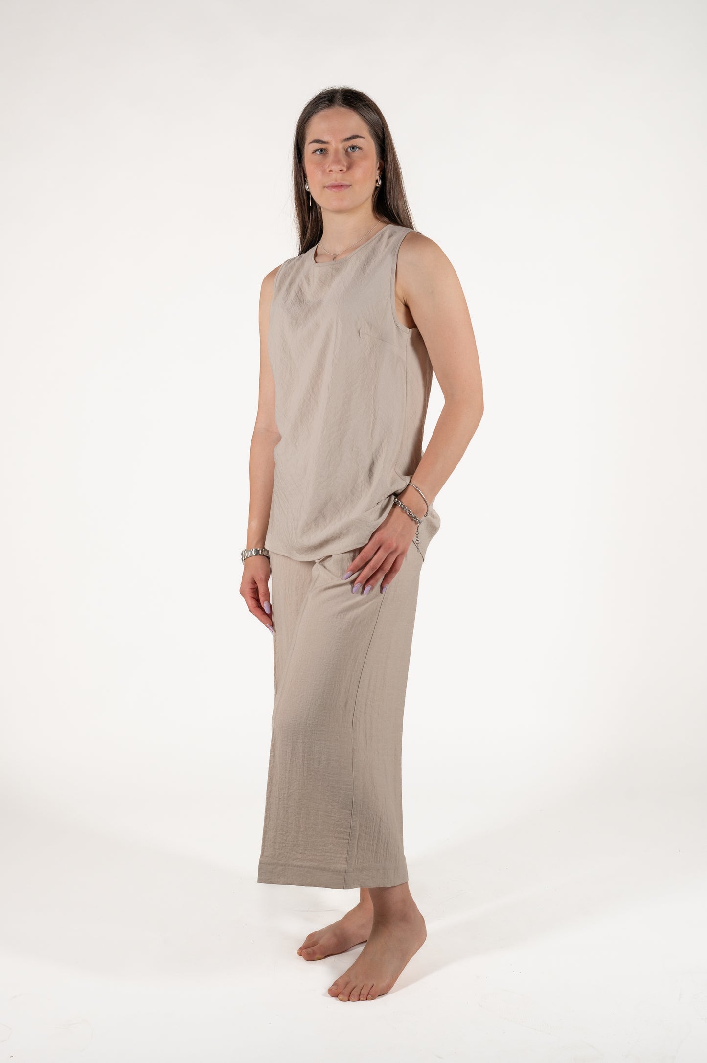 pantalone largo effetto stropicciato viscosa