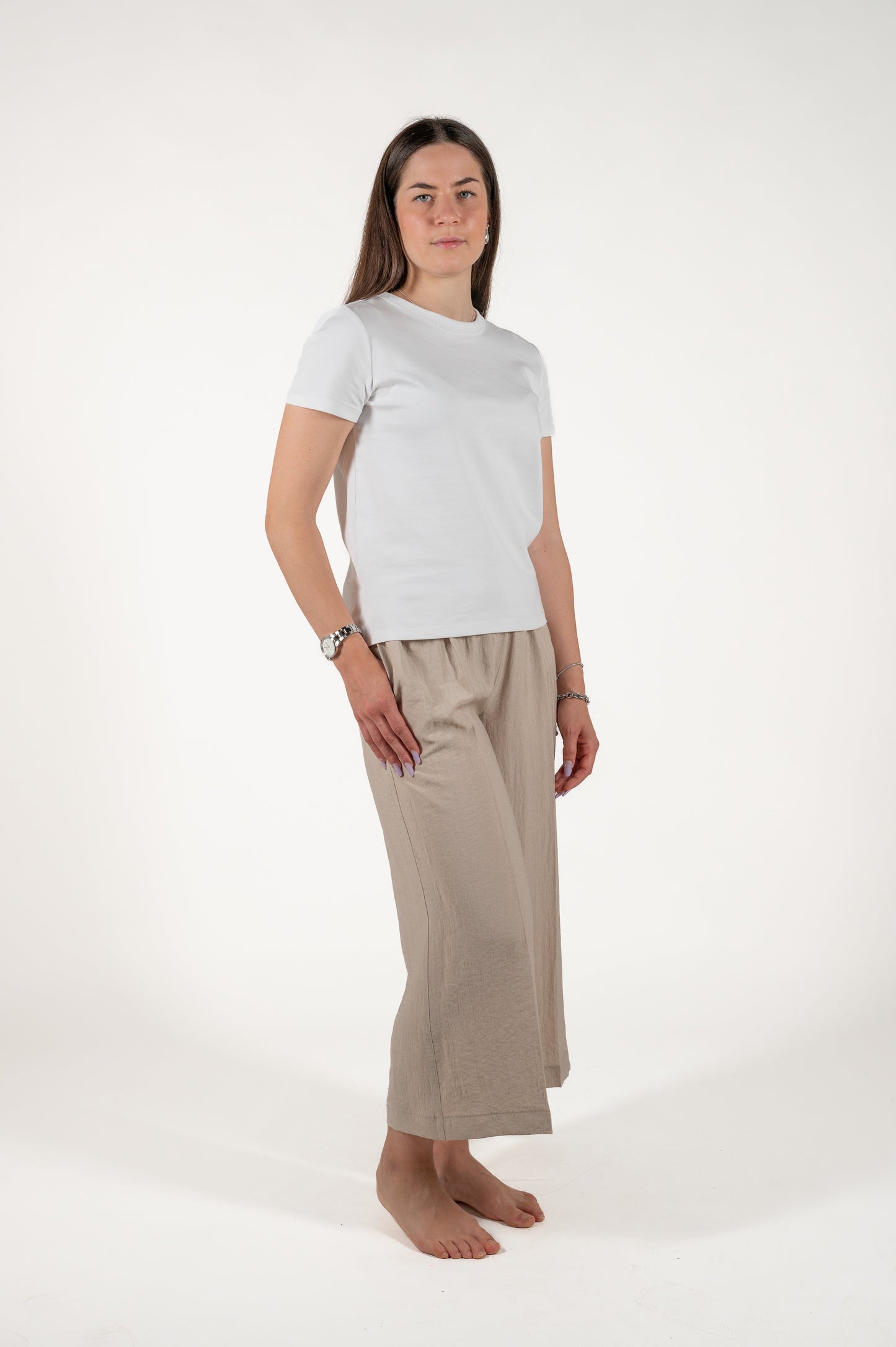 pantalone largo effetto stropicciato viscosa