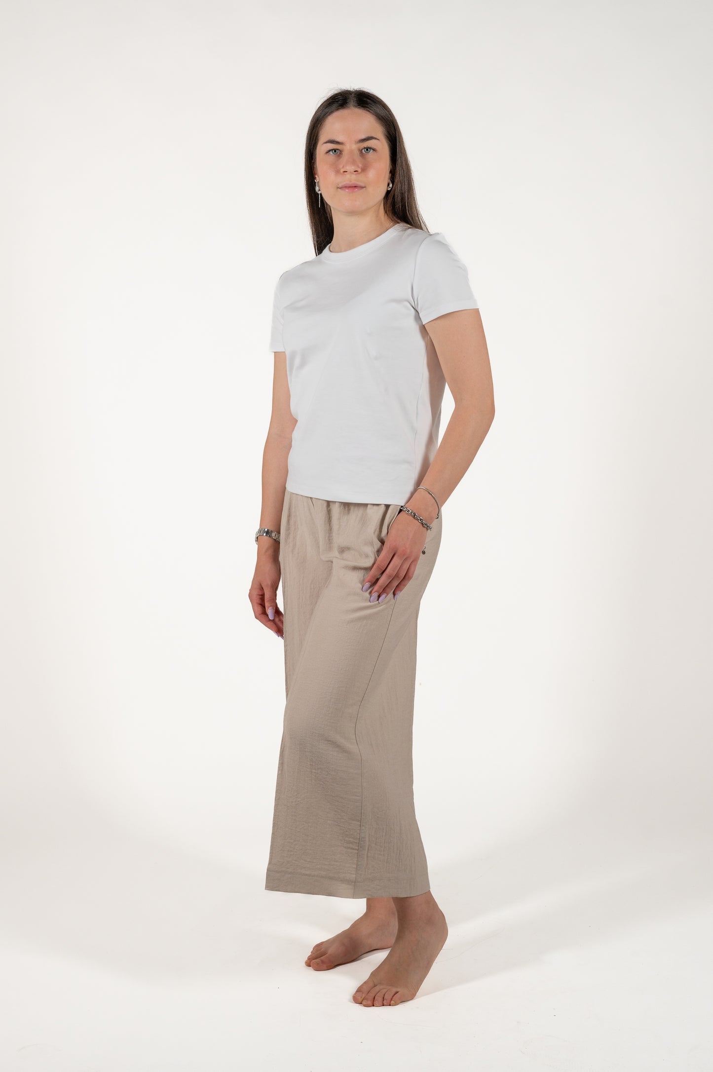 pantalone largo effetto stropicciato viscosa