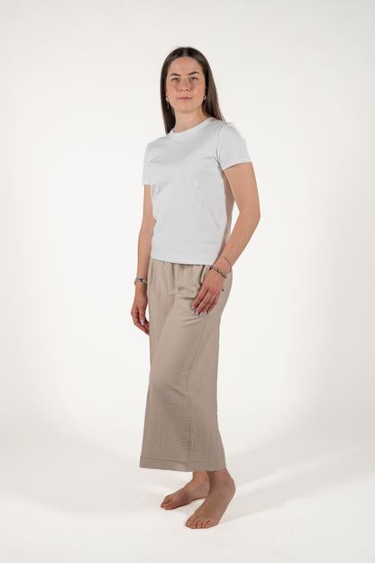 pantalone largo effetto stropicciato viscosa