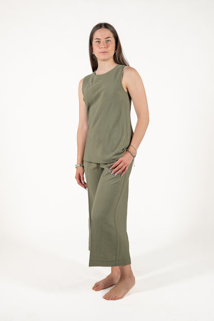pantalone largo effetto stropicciato viscosa