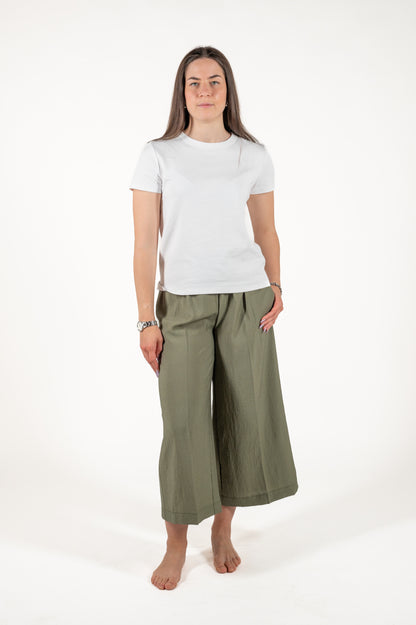 pantalone largo effetto stropicciato viscosa
