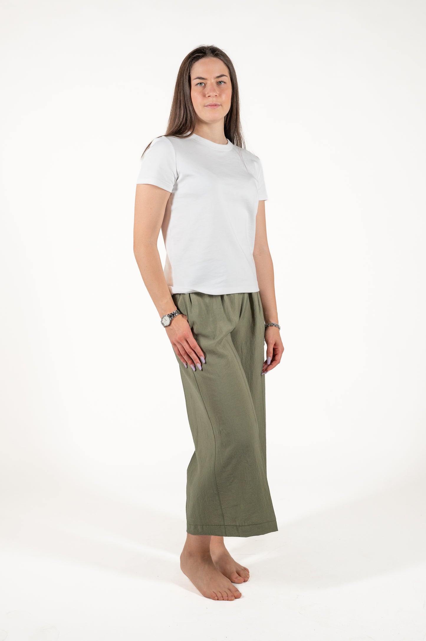 pantalone largo effetto stropicciato viscosa