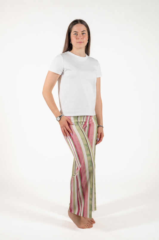 pantalone fluido a righe