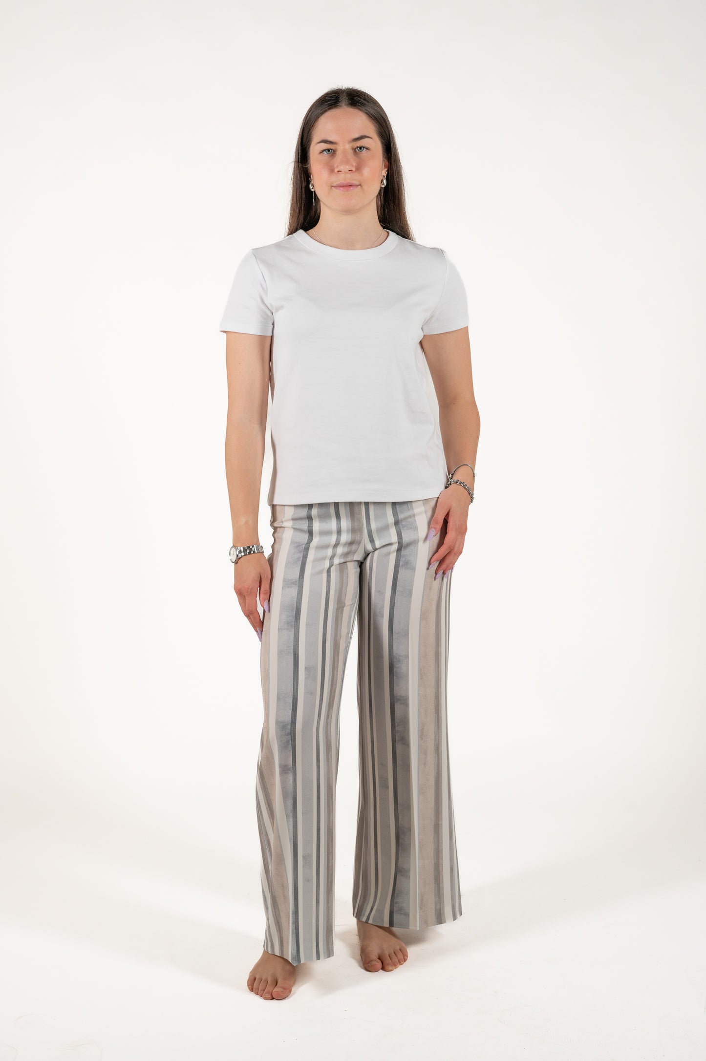 pantalone fluido a righe