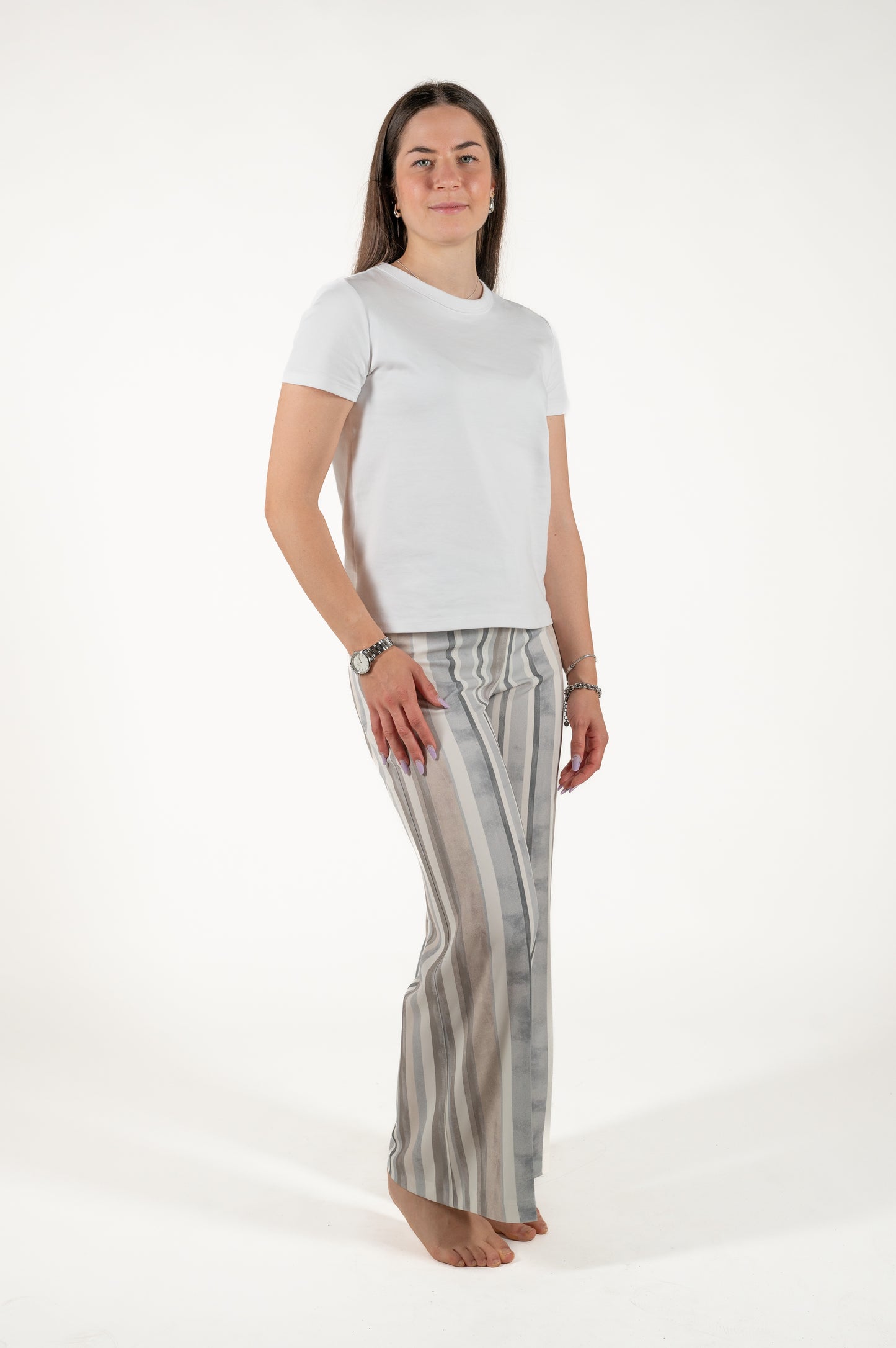 pantalone fluido a righe