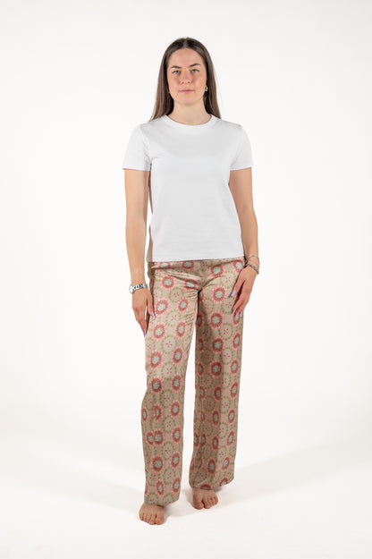 pantalone palazzo fantasia raso