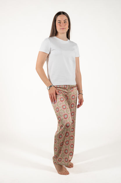 pantalone palazzo fantasia raso