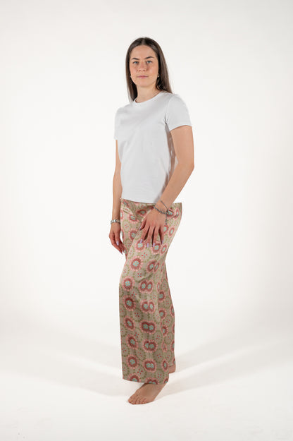 pantalone palazzo fantasia raso