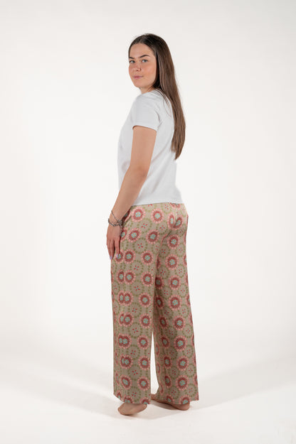 pantalone palazzo fantasia raso