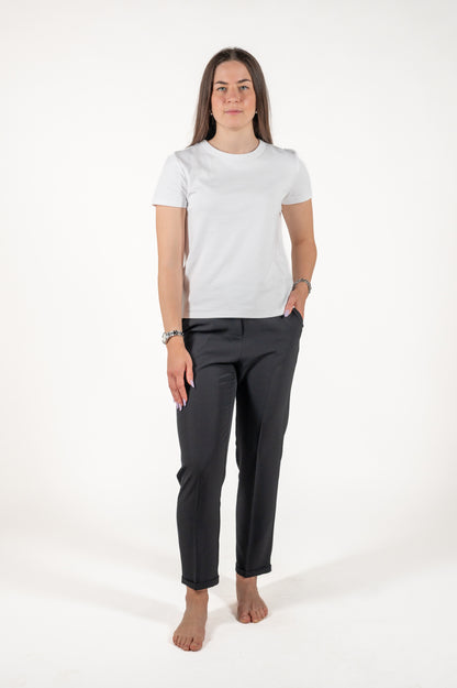 pantalone fluido con risvolto