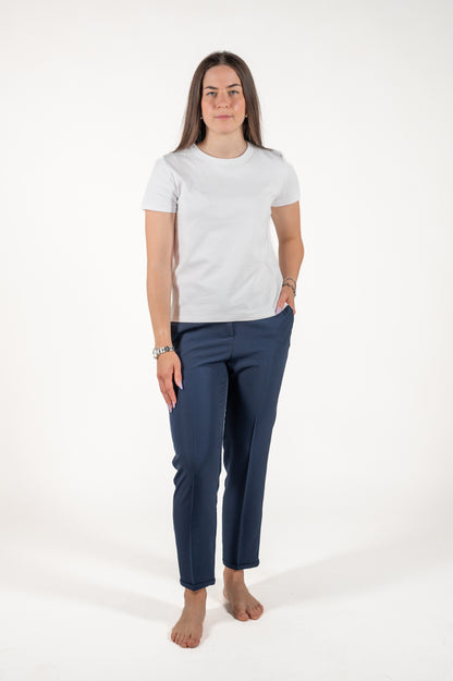 pantalone fluido con risvolto