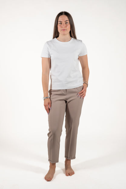 pantalone fluido con risvolto