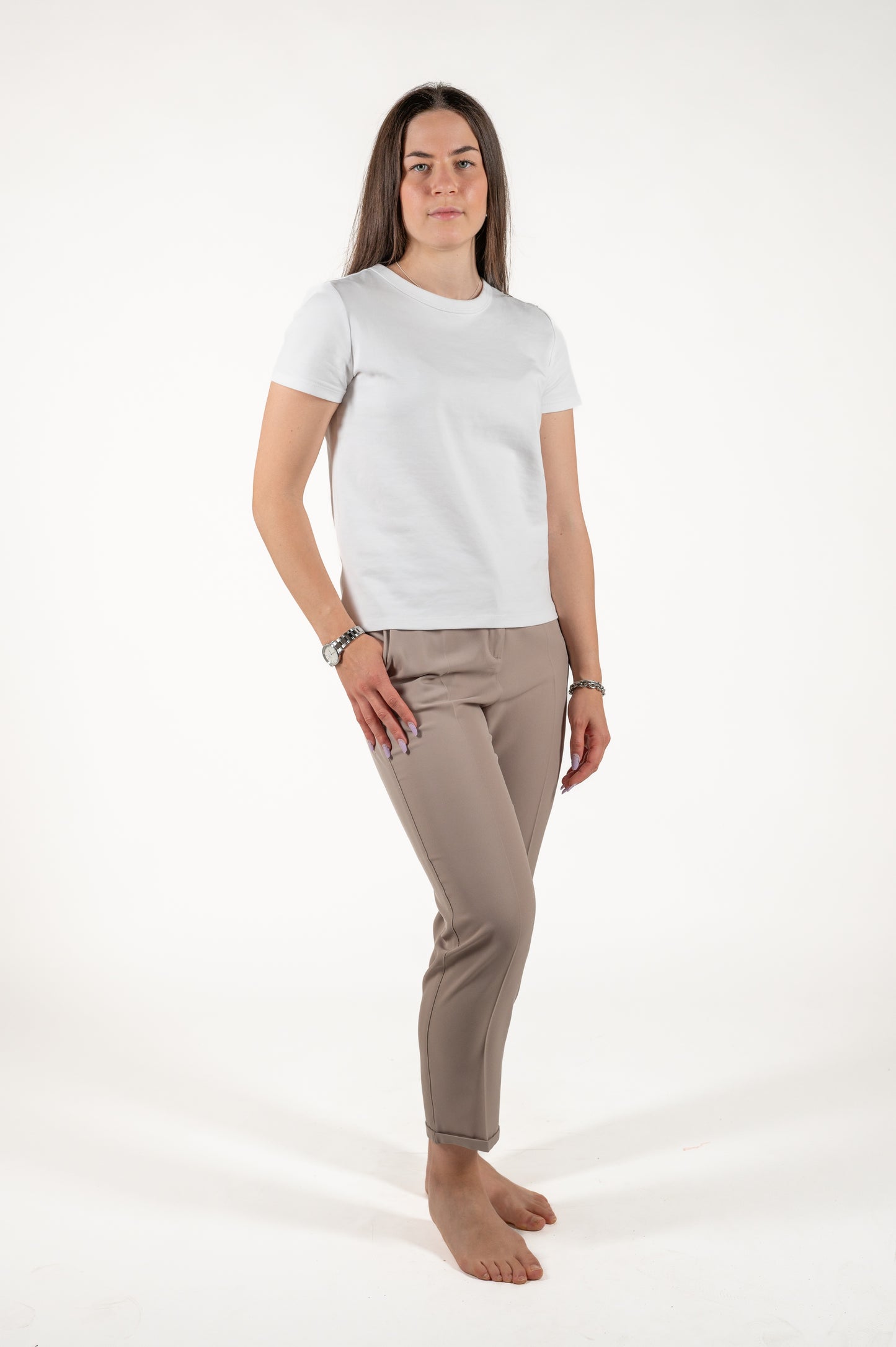 pantalone fluido con risvolto